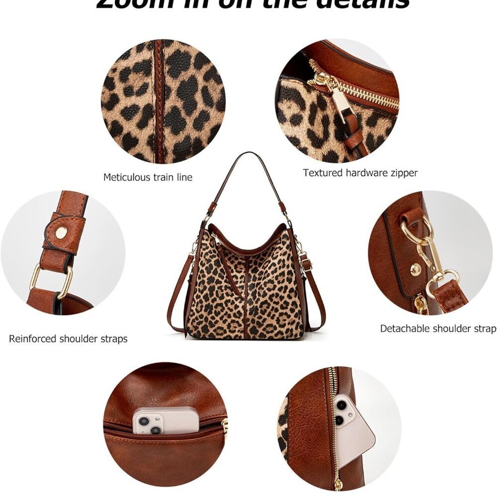 Fashion-Forward Cow Print Handbag Set: Tote, Crossbody & Wallet for Modern Women - Picture 4 of 6
